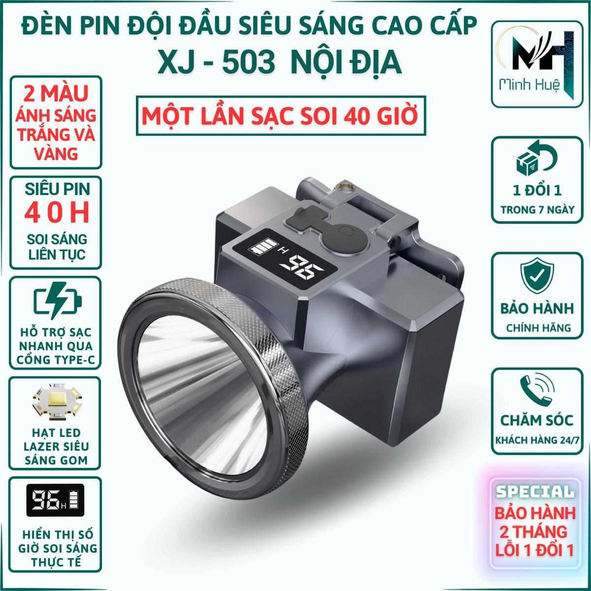Đèn pin đội đầu XJ 503 siêu sáng chất lượng cao chống nước thời gian soi sáng lên tới 60 giờ tối đa cho mỗi lần sạc Sử dụng chân cáp sạc TYPE-C cao cấp