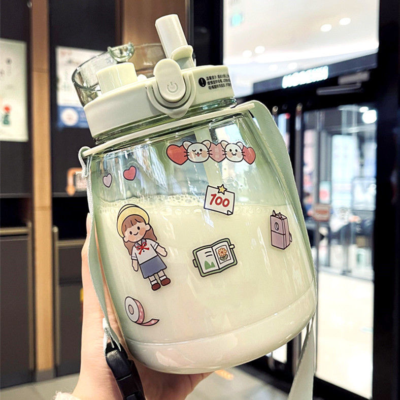 Bình Nước Bụng Bự SiêuCute Dễ Thương Tặng Kèm Sticker EVEMOM STORE BN012