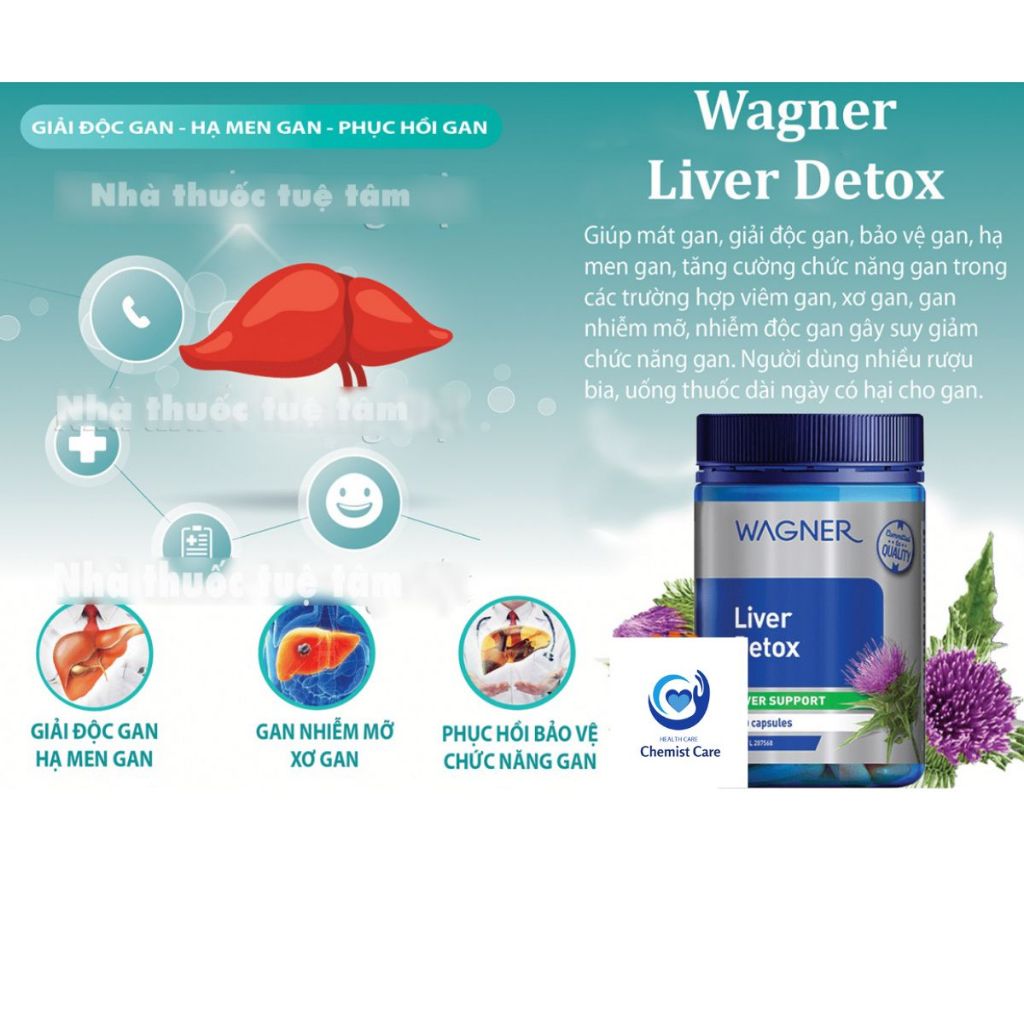 (Hàng Úc) Viên uống thải độc gan Wagner Liver Detox 100 viên hỗ trợ thải độc gan tăng cường chức năng gan cho cơ thể COMBO 2