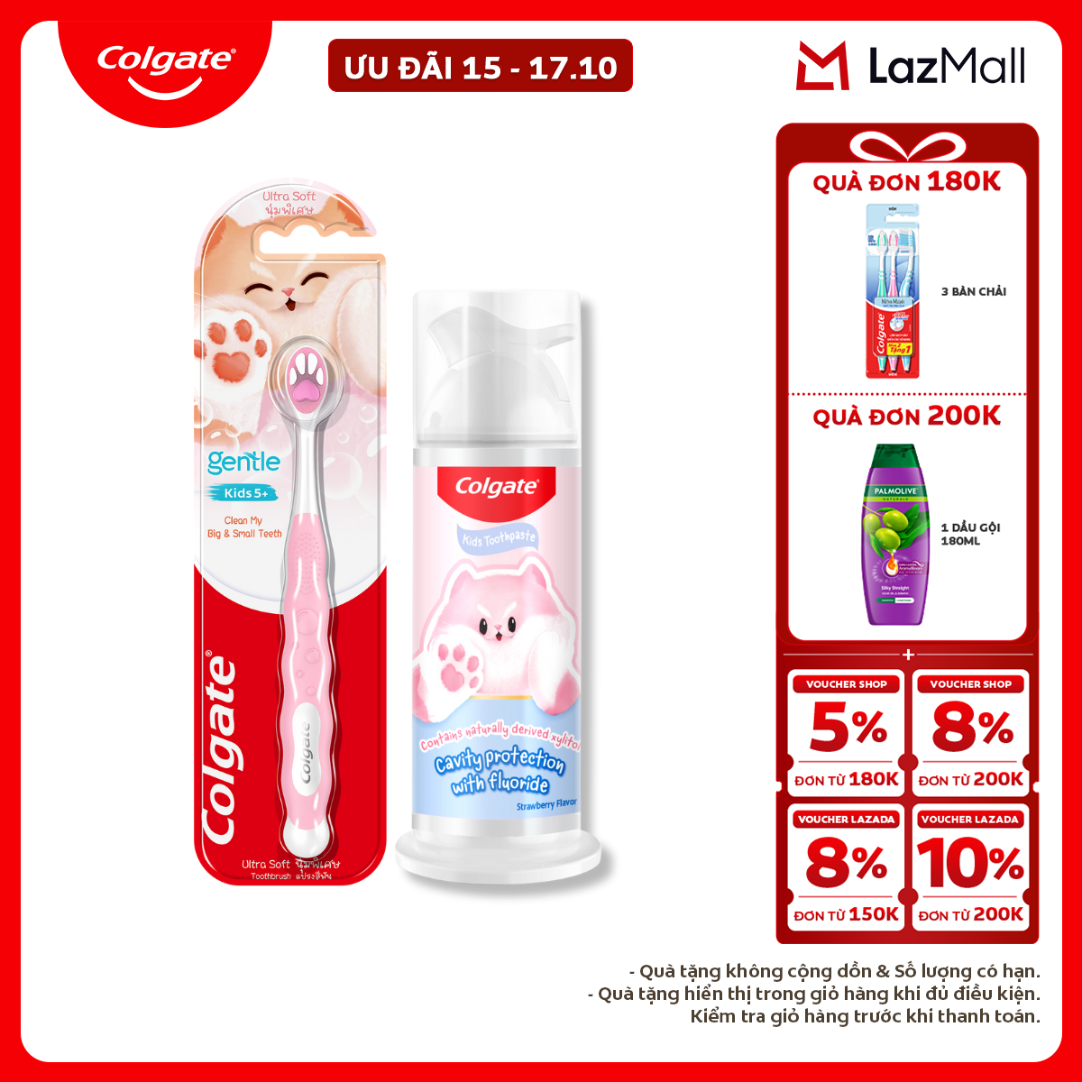Bộ kem đánh răng và bàn chải Colgate Fluffy dễ thương cho bé (mẫu ngẫu nhiên)