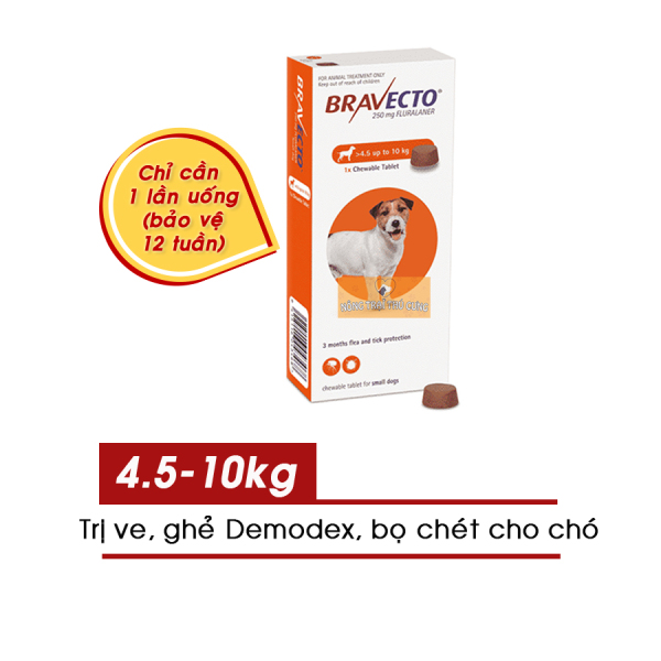 Viên Bravecto Trị Ve, Ghẻ, Bọ Chét, Demodex Cho Chó 4.5-10kg - [Nông Trại Thú Cưng]