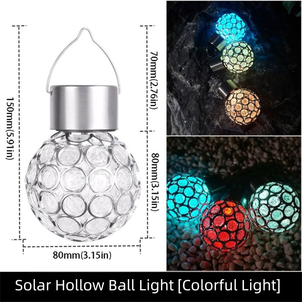 MINOA Round Ball Solar Lights Waterproof Motion Sensor Hanging Light Camping Multicolor Outdoor Lights Garden