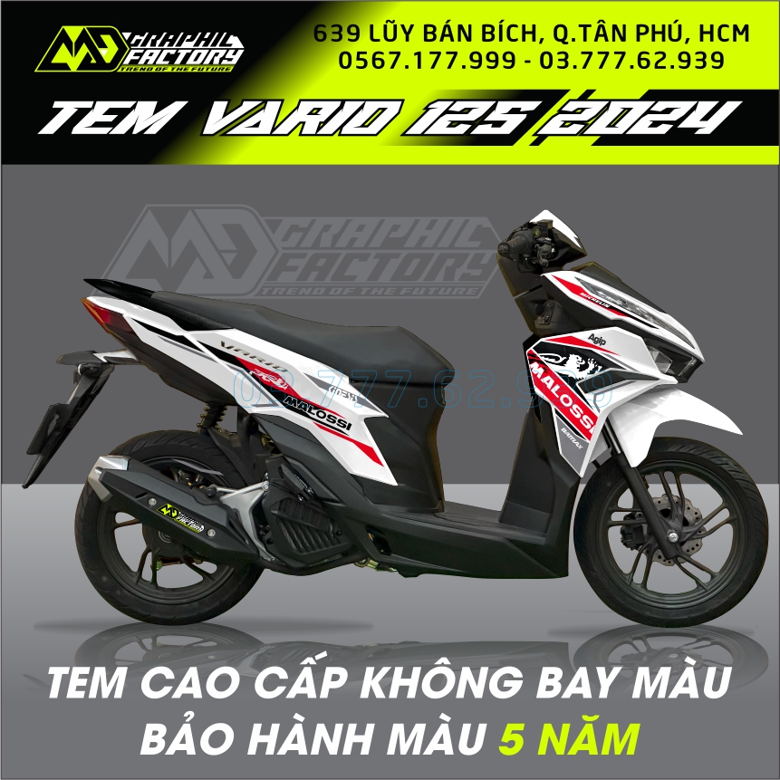 Tem rời Vario 125 2023 2024 - mẫu Malossi đỏ siêu ngầu