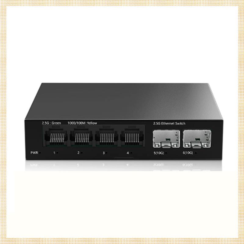 (DQMY) 2.5Gb Switch 4 Port 2.5G Unmanaged Network Switch with 2 Port 10GbE SFP+ Slot Home Setup Ethe