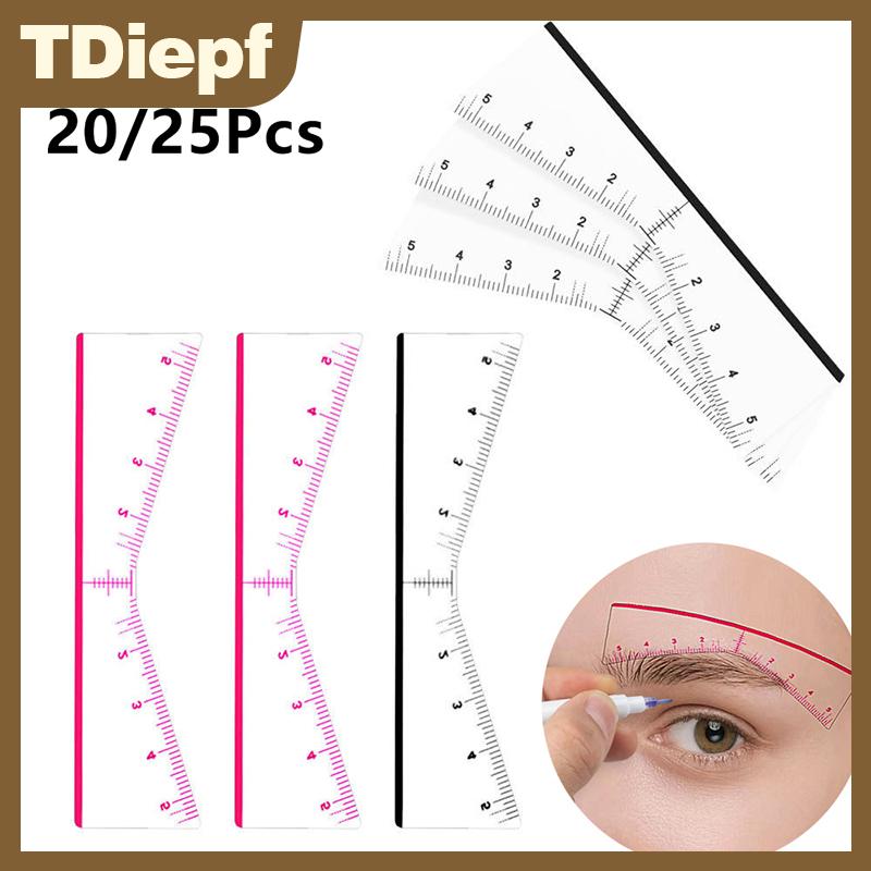 TDiepf Disposable 20 25pcs Eyebrow Ruler Sticker Self-adhesive Eyebrow Tattoo Position Guide Permanent Makeup Mapping Stencils Tool