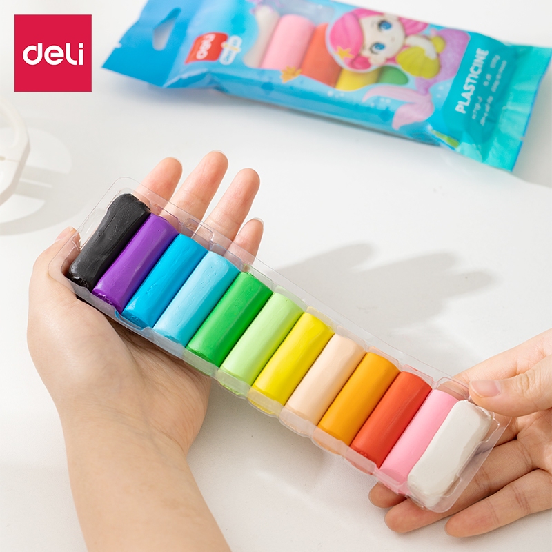 Deli 12 Colors Clay Set 200g Safe and non-toxic 6/12 Colorful Clay Toys EH719
