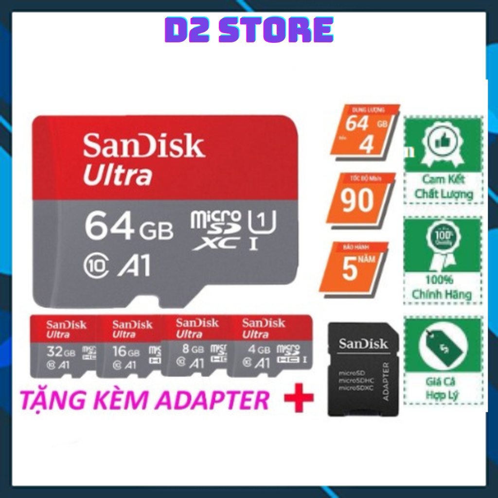 Thẻ nhớ sandisk 128GB /64GB /32Gb/16GB/8GB Thẻ nhớ tốc độ cao Class 10 Ultra 667x 100MB/s Bảo hành 5 năm