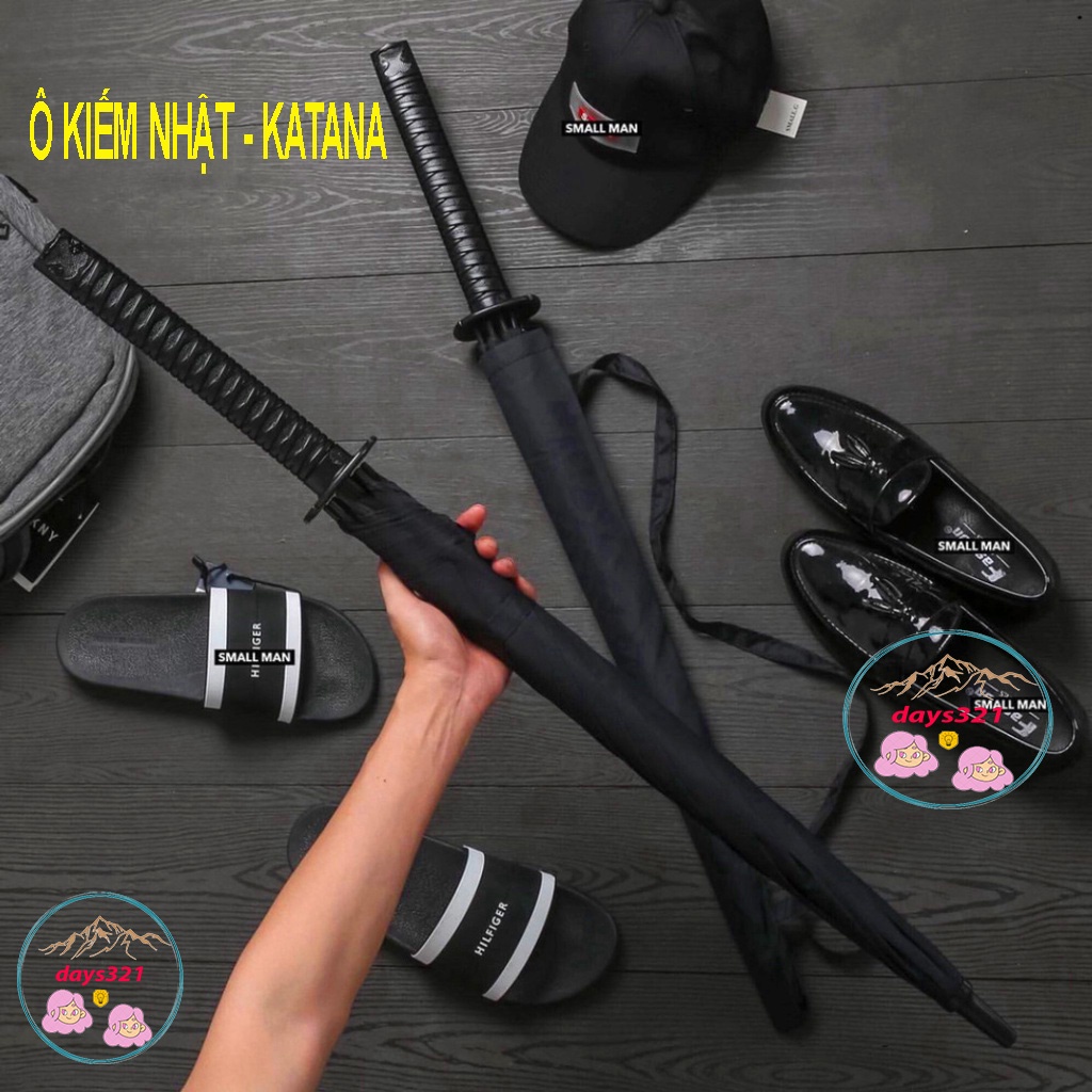 ô che nằng, kiếm khách, ô cán giả kiếm nhật katana 24 lan chống lật thích hợp đi mưa, nắng,có túi vả