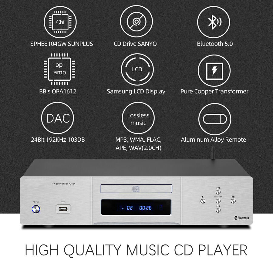 HiFi CD Player with Performance DAC(24Bit 192KHz 103DB) High