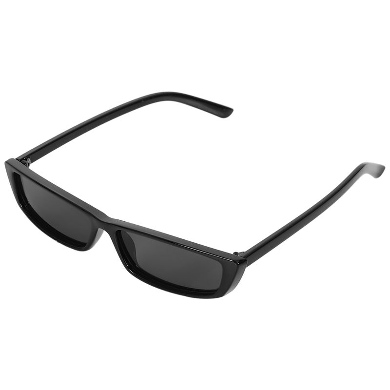 Vintage สี่เหลี่ยมผืนผ้าแว่นตากันแดดผู้หญิงกรอบขนาดเล็กแว่นตากันแดดแว่นกันแดดสไตล์เรโทร S17072กรอบสีดำสีดำ