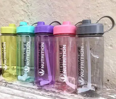 1000ml Green Transparent Herbalife Nutrition Fashion Portable bottle Custom Sports Shaker Straw Water Bottle