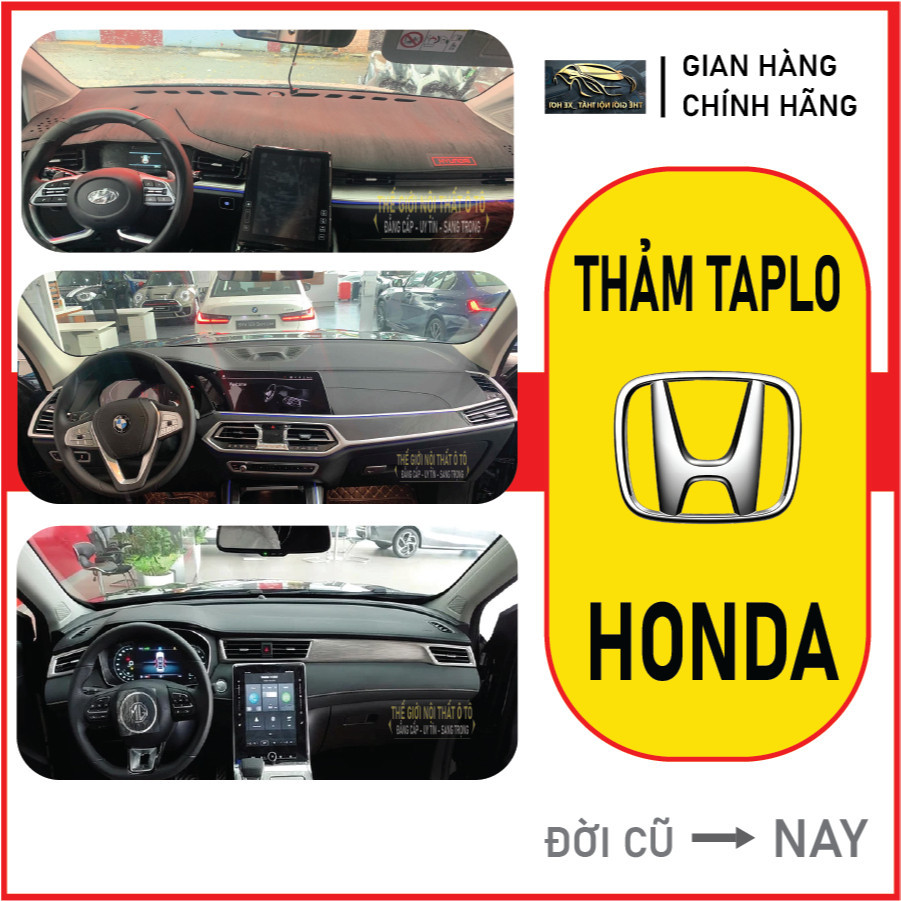 Thảm taplo HONDA CITY, BRV, HRV, CIVIC, CRV, ACCORD Nhung cừu cao cấp, Da cao cấp, Chuẩn form
