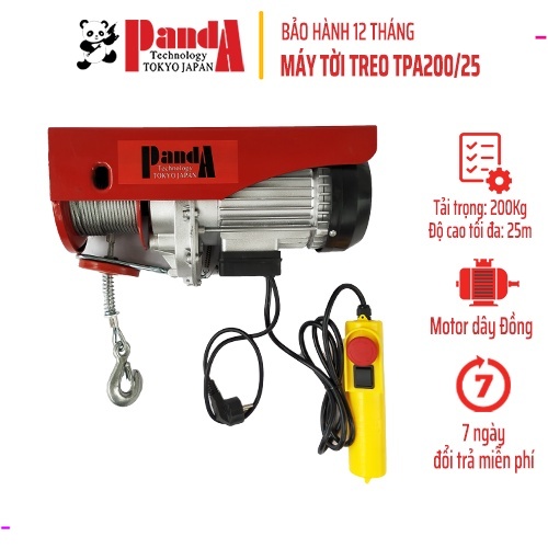 [Mã BMLT300 giảm đến 300K] Máy tời treo PANDA TPA200/25 dây dài 25m trọng tải tối đa 200Kg chuyên dùng kéo hàng hóa CHÍNH HÃNG