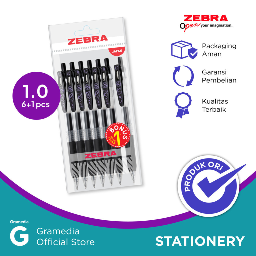 Zebra Sarasa Clip 1.0 Black Set 6 Pcs