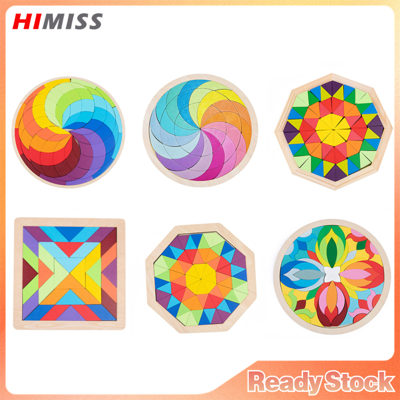 HIMISS Kids Rainbow Puzzle Building Blocks Wooden Building Bricks Jigsaw Puzzle Early Educational Toys For Kids Gifts ราคา 243 บาท*ส่งฟรี