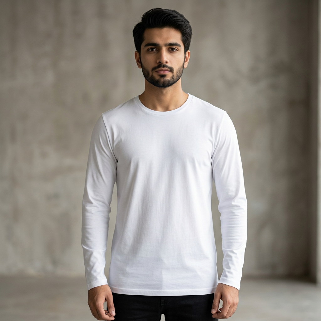 New premium quality WHITE FULL SLEEVE plane basic t-shirt for mens