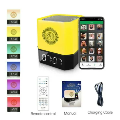 7Color LED Muslim Quran Quran Smart Speaker Lamp Cube Ramadan APP Control Bluetooth Remote Clock