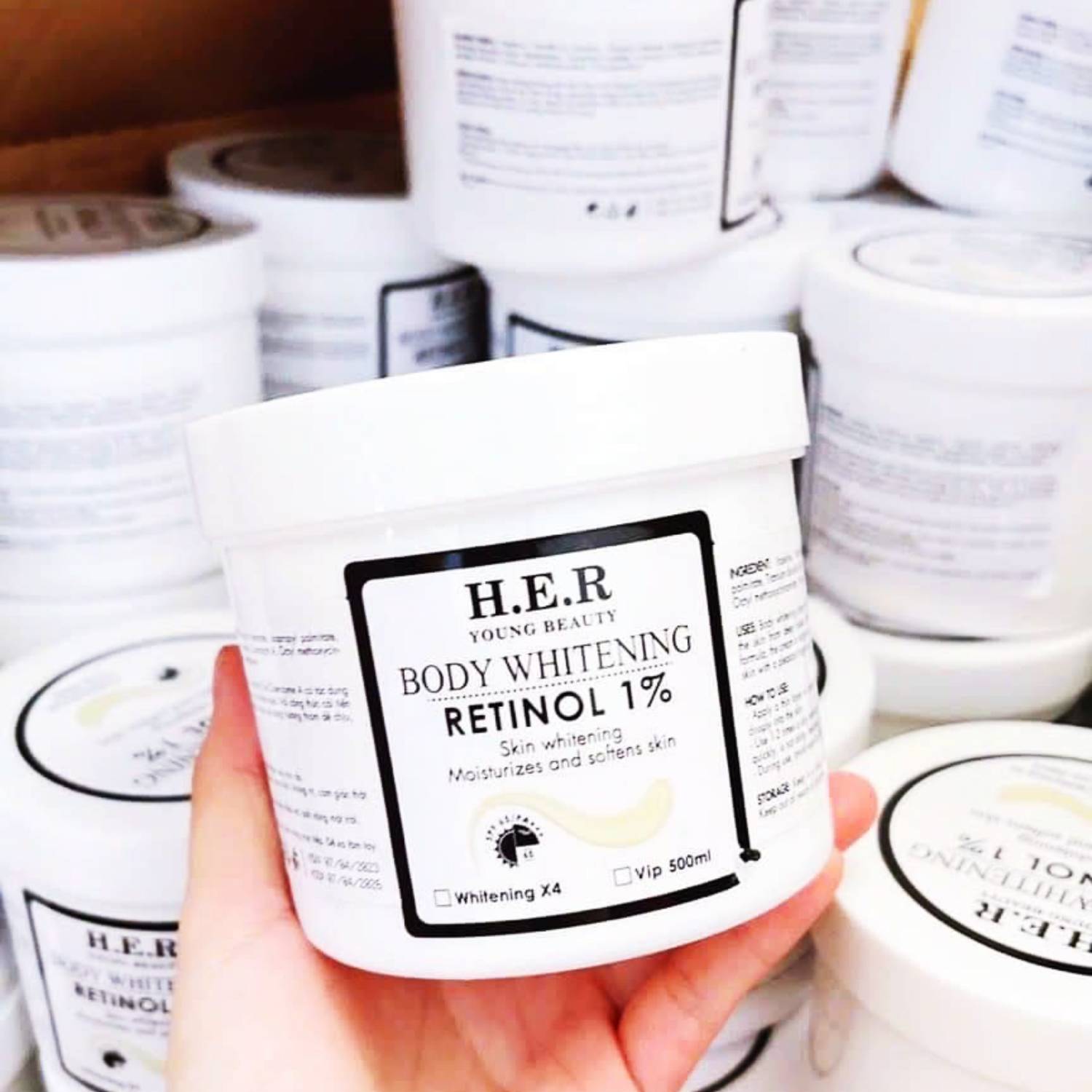 Kem Body Retinol 1% H.E.R hộp 500gr kem trắng da body không bếch rích