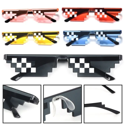 FYRTET Spoof Decorative Funny Toys Party Cosplay Pixel Glasses Photo Props Thug Life Sunglasses Mosaic Glasses