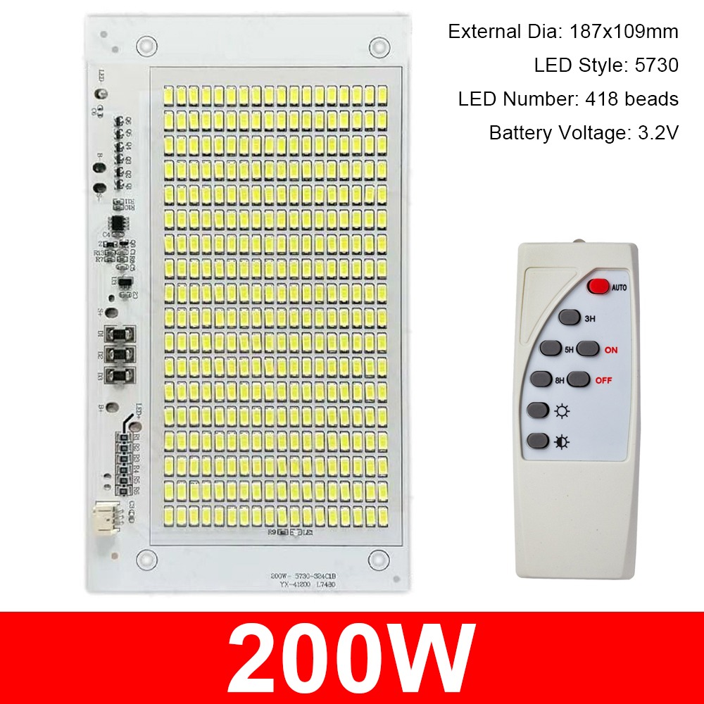 TONYOOG 1Pcs แสงสีขาว แผงไฟ LED พลังงานแสงอาทิตย์ เอสเอ็มดี5730 25/40/60/100/250 วัตต์ แผงแหล่งกำเนิดแสง ทนทาน พร้อมรีโมทคอนโทรล ไฟส่องสว่างควบคุมระยะไกล สำหรับโคมไฟสวนกลางแจ้ง