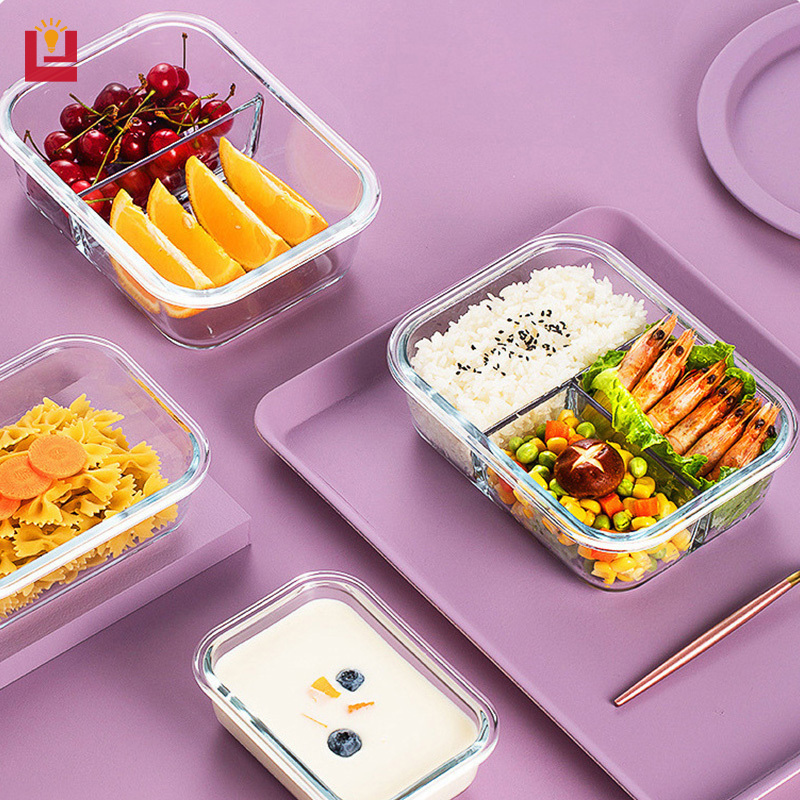 Lunch box, glass bowl, transparent microwave oven, rectangular fresh-keeping box with lid, office worker lunch box, household round lunch box ราคา 58 บาท*ส่งฟรี