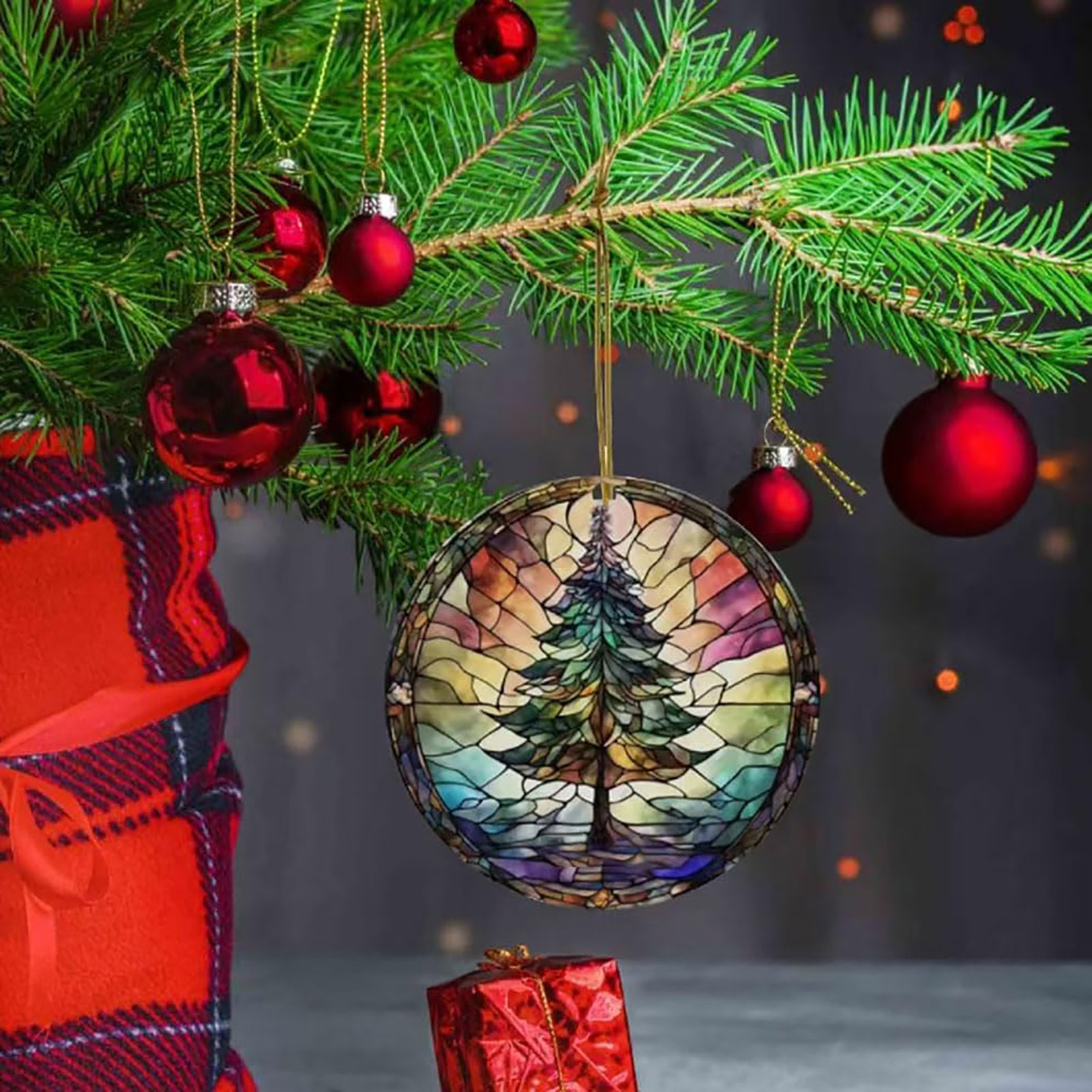 Springl Ornament for Family and Friends Christmas Ornament Gift Colorful Acrylic Christmas Tree Ornament Festive Hanging Decoration for Tree Mantel Window Perfect