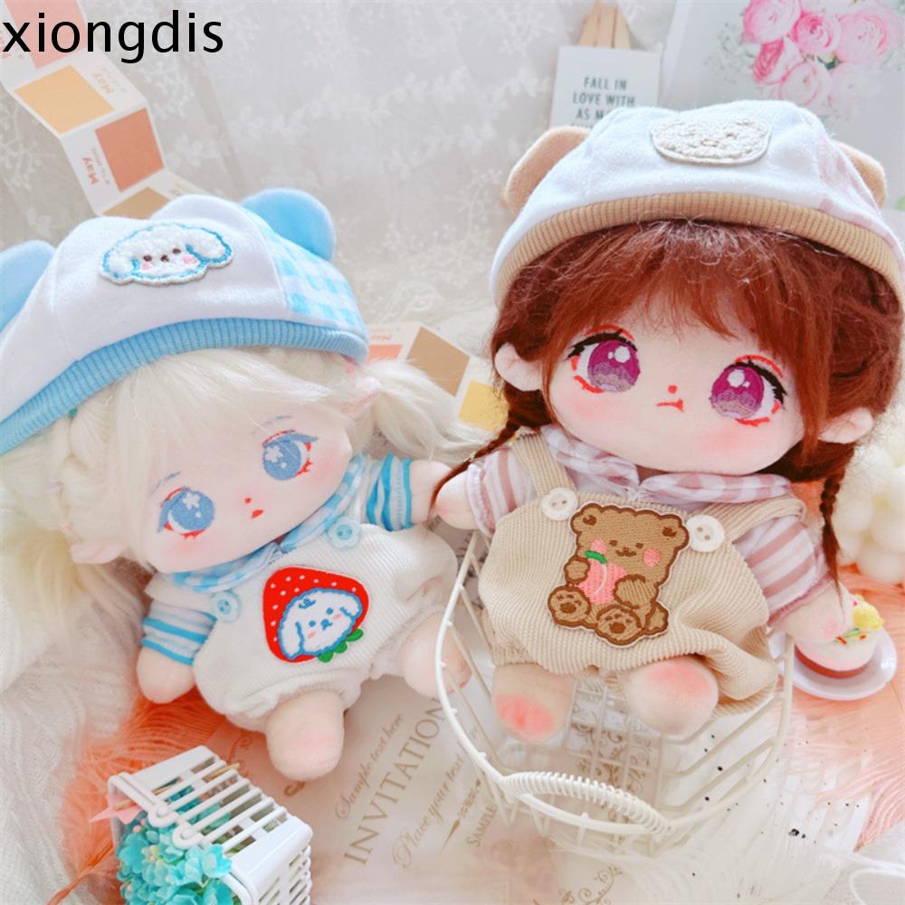 XIONGDIS Quần có dây đeo Bộ quần áo búp bê cotton Ăn mặc Mũ Gấu Bộ đồ búp bê cotton Quần áo đồ chơi 