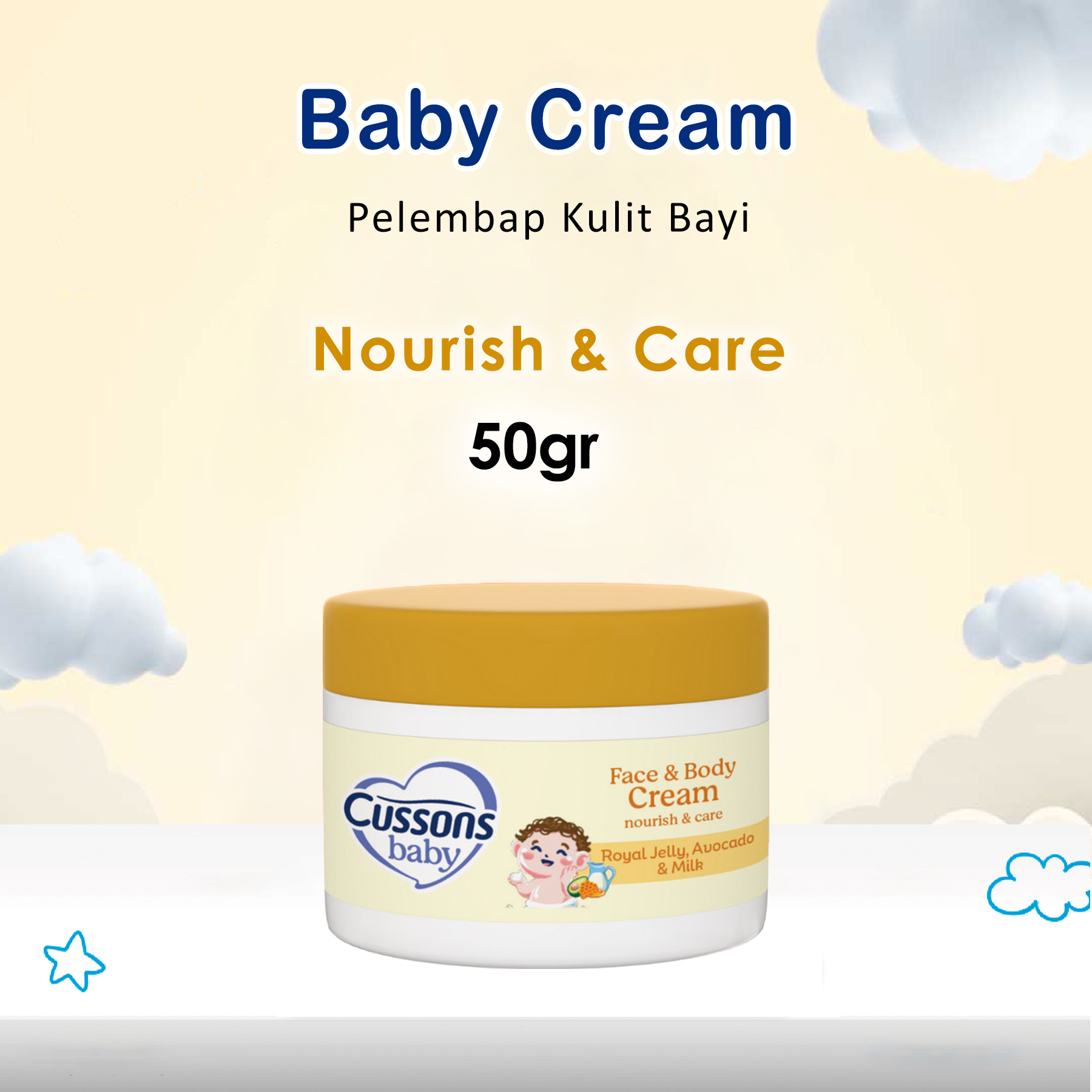 Cussons Baby Cream 50 gr Krim Lembut Untuk Kulit Tubuh Bayi - Melembapkan Kulit Bayi Baru Lahir