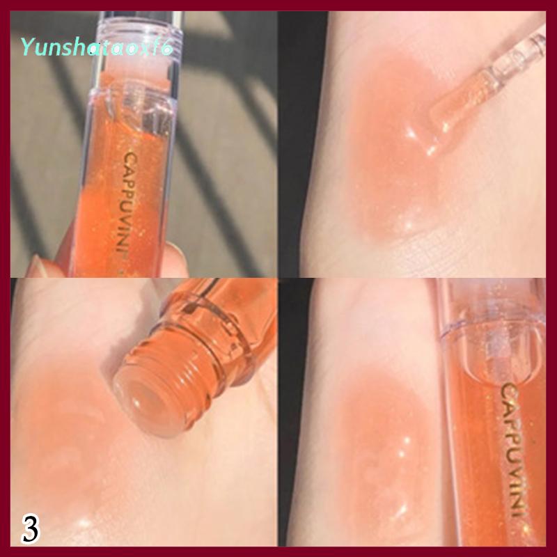 yunshataoxf Cappuvini trong suốt pha lê thạch Son bóng sáng bóng rõ ràng gương dưỡng ẩm Son dưỡng long lanh lỏng Son môi môi dầu môi môi tint - 5