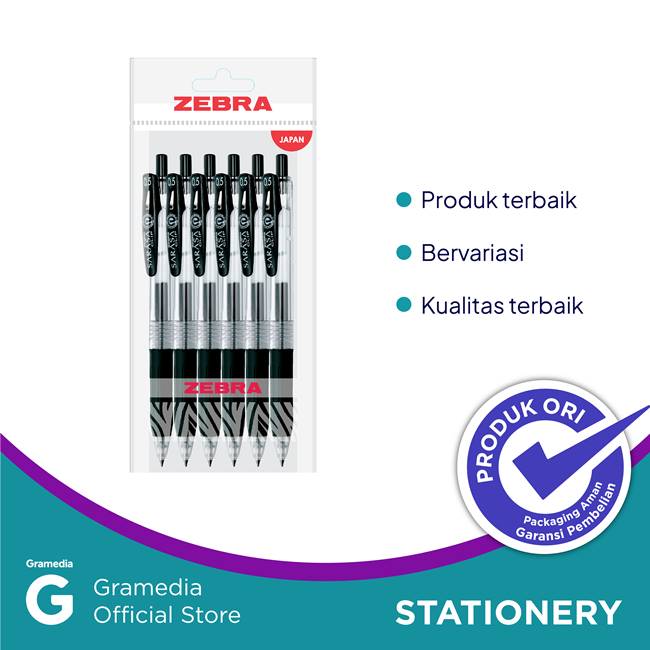 Pulpen Zebra Sarasa Clip 05 Black Set 6 Pcs