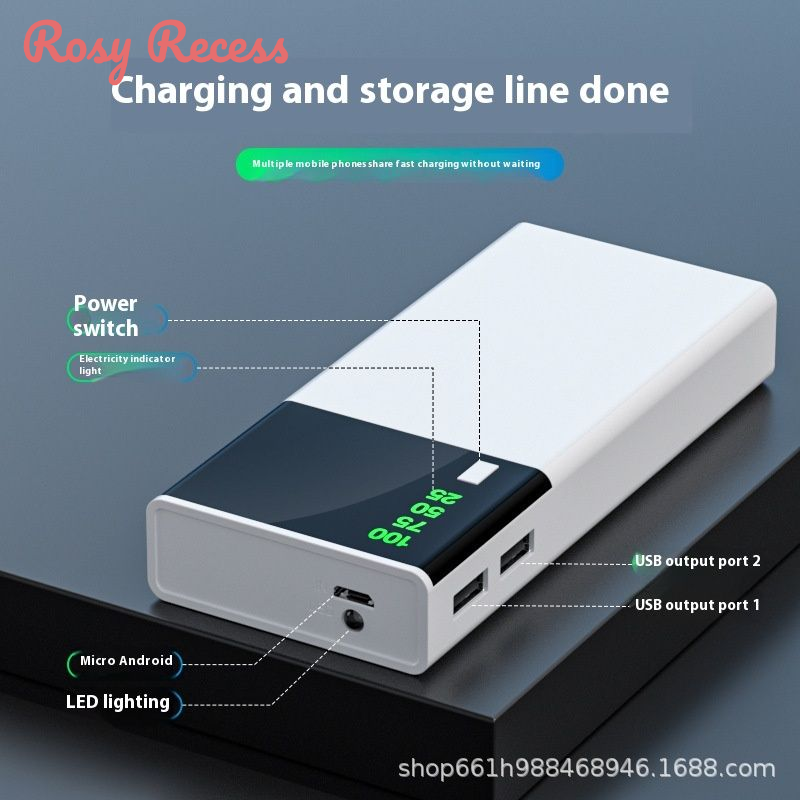 Rosy Recess Portable Power Bank with Dual USB Ports for Fast Charging Multiple Devices ราคา 75 บาท*ส่งฟรี