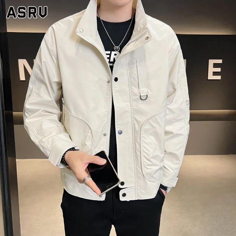 ASRV Men s coat casual stand-up collar cargo jacket