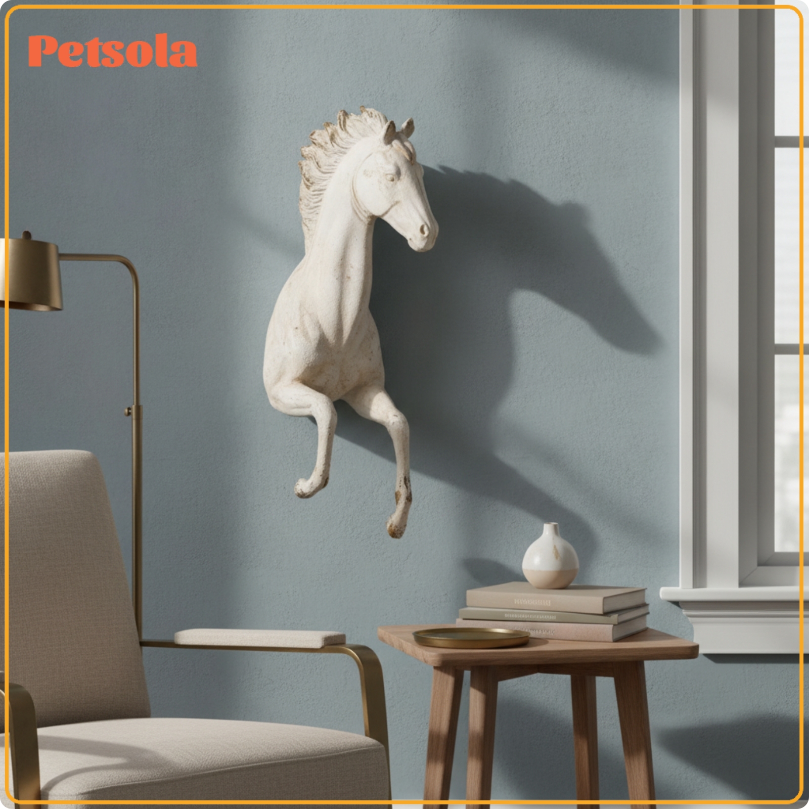 petsola Antique-Style Horse Sculpture with Wall Mount Offoff-White Horse Head Wall Mount Dimensional Animal Head Hanging Decoration Lifelike for Equestrian Lovers, Home Decorators ราคา 7,773 บาท*ส่งฟรี