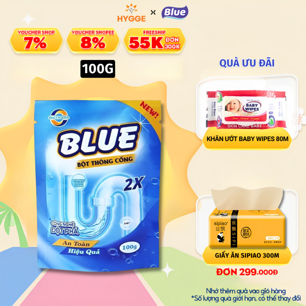 Bột Thông Cống Cực Mạnh Thông Bồn Cầu Blue Hàn Quốc 100g