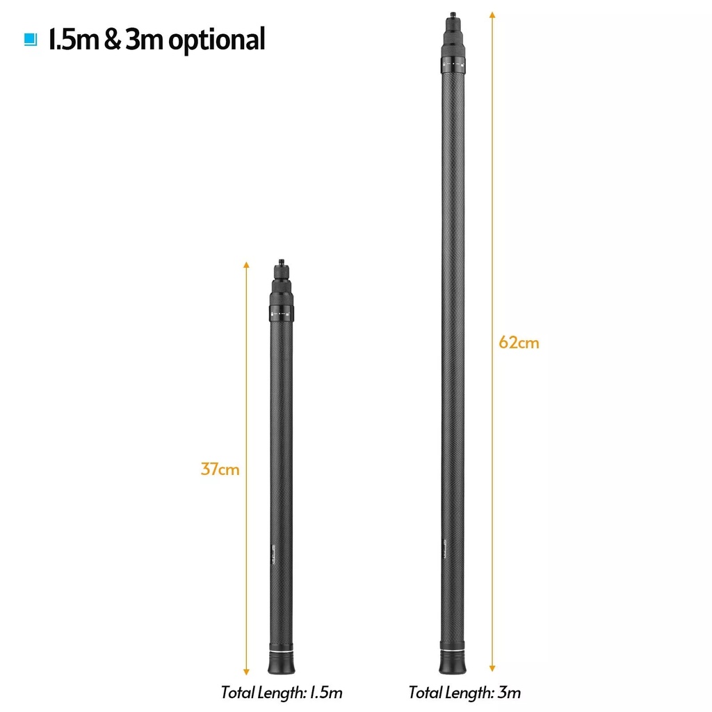 Gậy Tự Sướng Sợi carbon 1.5m / 3m Kèm Gậy Tự Sướng 1 / 4 inch Chuyên Dụng Cho insta360 x3 / go 3 / o