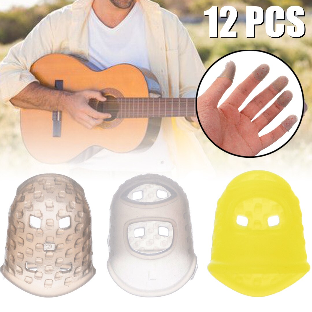 12Pcs/set Silicone Finger Guards Guitar Fingertip Protectors For Ukulele Guitar Against the Press Finger Ballad Guitar Parts