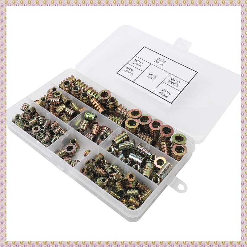 (GIQS) Threaded Inserts Nuts, Wood Insert Assortment Tool Kit, /M5/M6/M8 Furniture Screw Inserts Bolt Fastener(165 PCS)