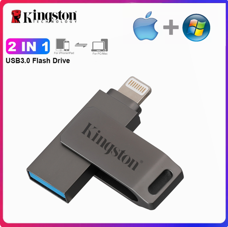 Kingston OTG USB Flash Drive 512GB 1TB USB Stick or IPhone14/13/12/11/X/8/7/6 IPad 2 in 1 Lightning/Flash Drive Giá  288,000 Đồng*Miễn phí vận chuyển