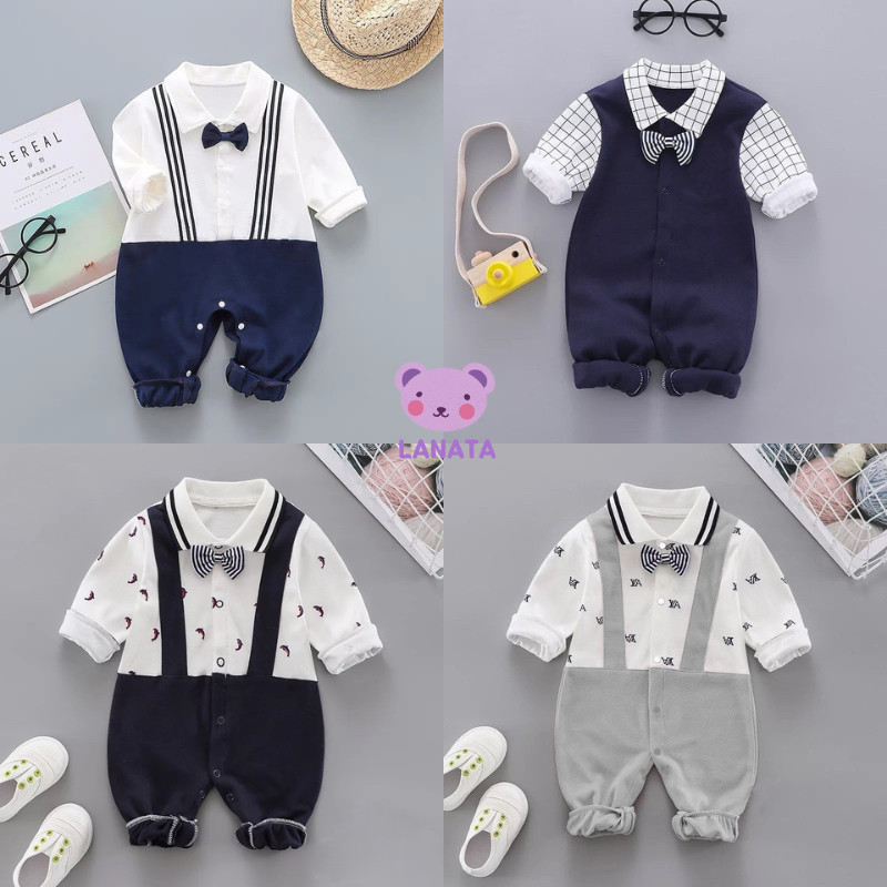 Body công tử chất Cotton cho bé trai dài tay thu đông, bodysuit cho bé liền thân, mẫu quần áo sơ sinh 0-12M.