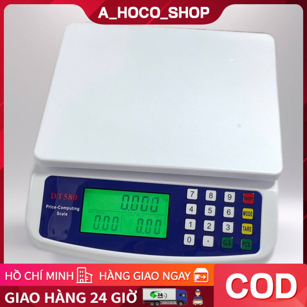 Cân điện tử tính tiền để bàn DT-580 định lượng 30kg/1g đạt cấp III theo tiêu chuẩn OIML hoco