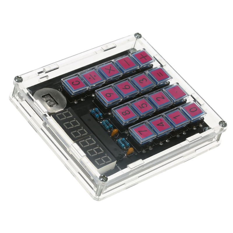 (MVFR) DIY Calculator Kit Digital Tube Calculator Built in CR2032 Button Cell with Transparent Case 