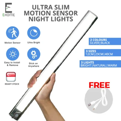 [Ready Stock] Ultra Slim LED Motion Sensor Night Light -Wireless USB Rechargeable PIR Motion Sensor Light Infrared Induction Bar Lamp