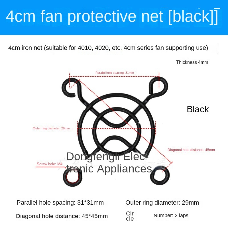 Lưới Bảo Vệ Quạt Tản Nhiệt Kim Loại 5Cm (Màu Đen) | Tùy chọn từ 20-220mm [SQGIUN]