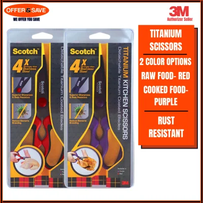 3M Scotch Titanium Kitchen Scissors Scissor Detachable Titanium Coated Blades Red And Purple