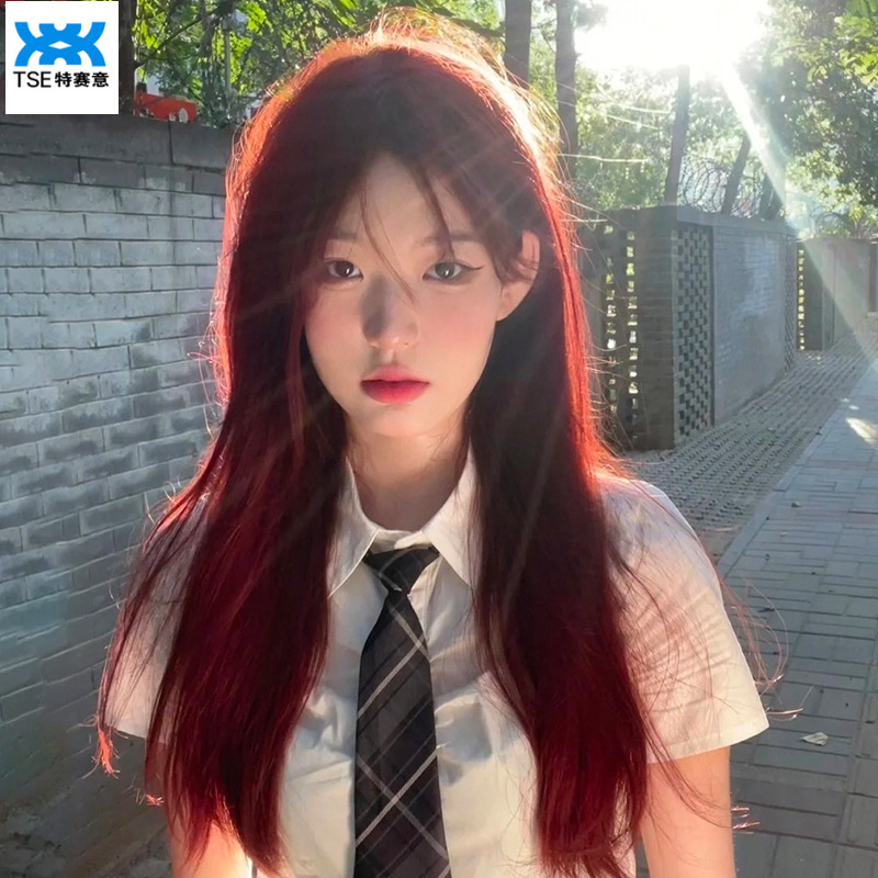 Tse Front Lace Wig With Bangs Female Fashion Goddess Wigs,Waist Length Straight Hair Design Red Synthetic Headband DX-2460 ราคา 1,288 บาท*ส่งฟรี