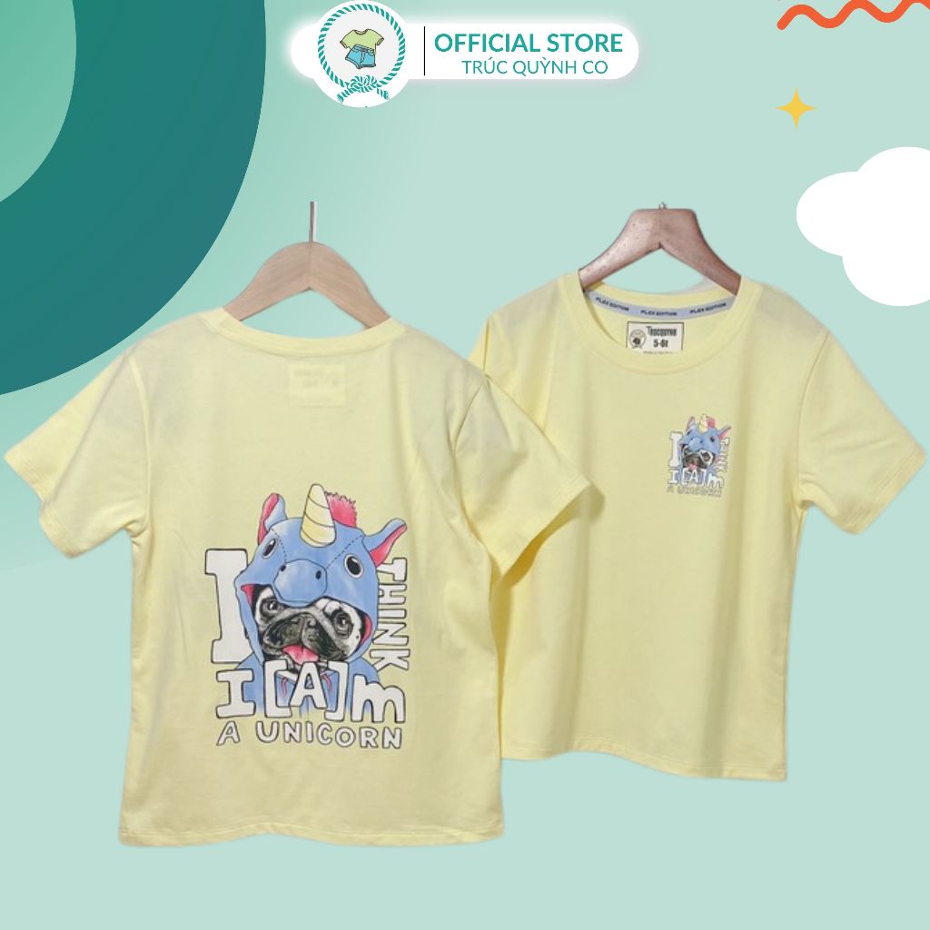 Áo thun bé gái Unicorn & Pug - Áo Thun Bé Gái Cotton Cao Cấp Vải mềm Mại, An Toàn cho bé(12-33kg) - 4