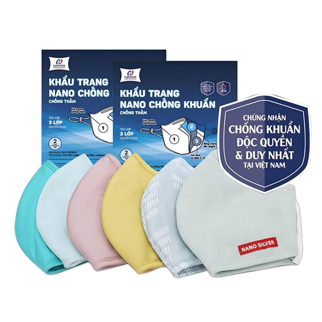 Combo 2 Khẩu trang kháng khuẩn Hanvico Nano Bạc