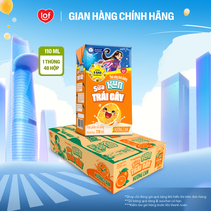 Sữa trái cây KUN vị cam thùng 48 hộp x 110ml