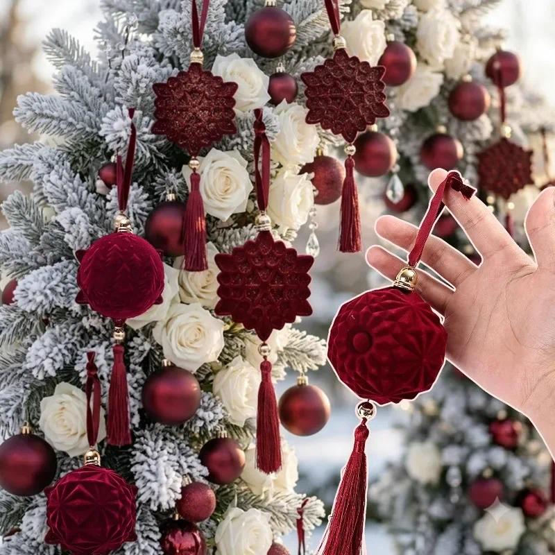 Product photo of Flocked Burgundy Christmas Ornament with Tassel from its Lazada listing