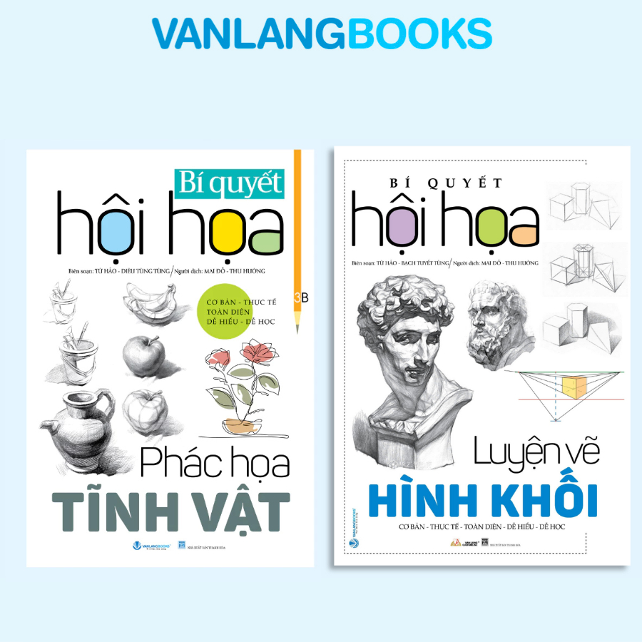 Sách - Combo 2 Quyển Bí Quyết Hội Họa - Phác Họa Tĩnh Vật (Tái Bản)+Luyện Vẽ Hình Khối (Văn Lang)